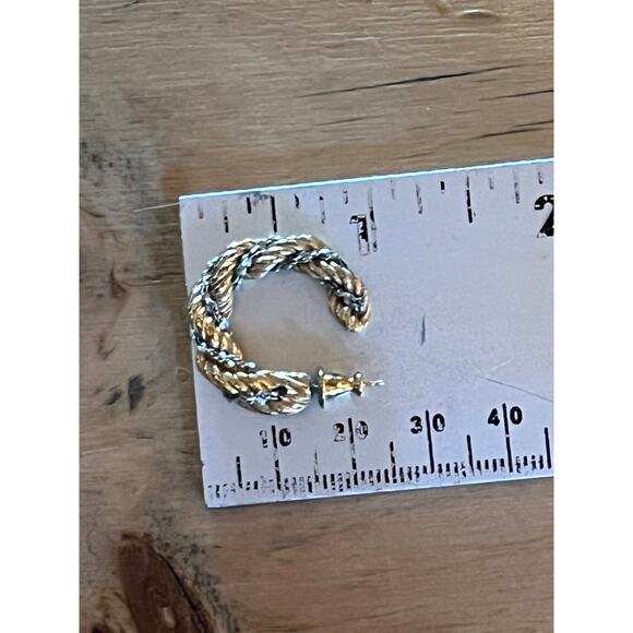 Vintage robe twisted chain hoop earrings. Women's Gold/Silver Tone. Cool! - Picture 3 of 3